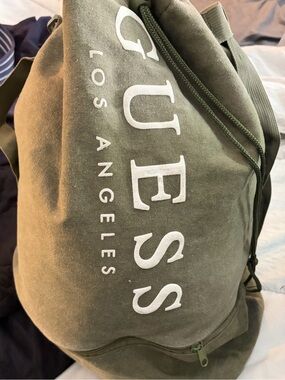 GUESS Canvas Messenger Bag in Olive Green